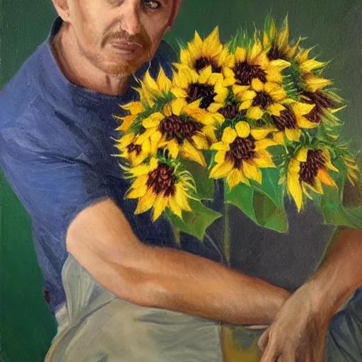 Image similar to artist and his sunflowers