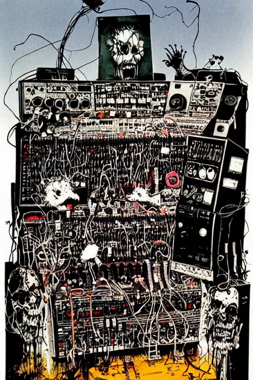 Image similar to synthesizer from hell by ralph steadman