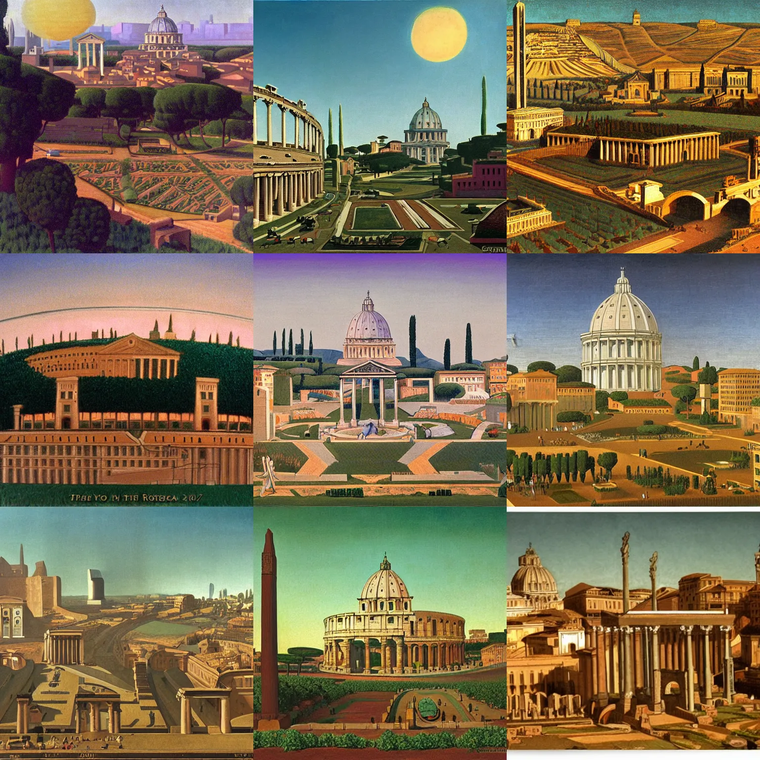 Prompt: rome in the year 2 0 7 7 by grant wood