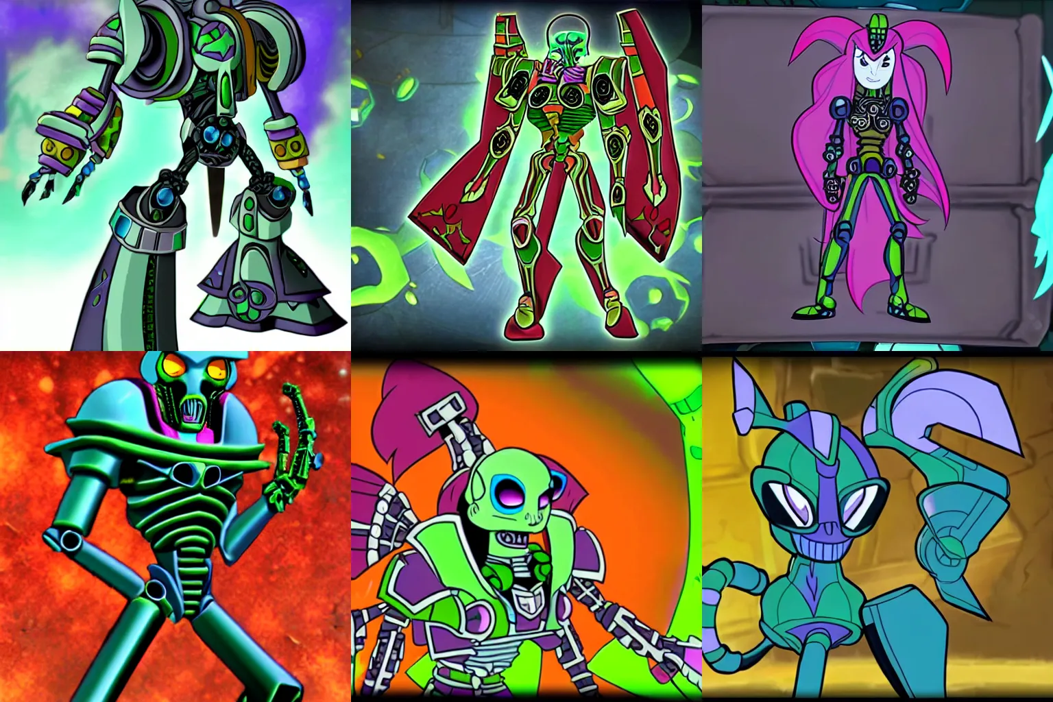 Prompt: necron from warhammer 4 0 k in my little pony, a screenshot from the cartoon, bright colors