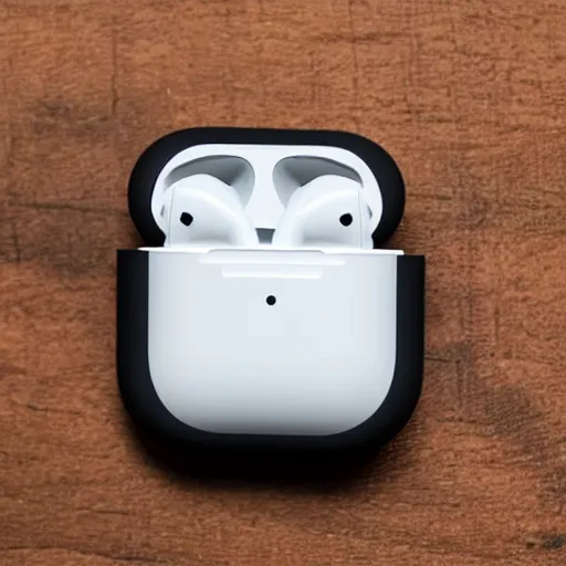 Image similar to black airpods pro case with marshmallow design on the case, studio, product photo