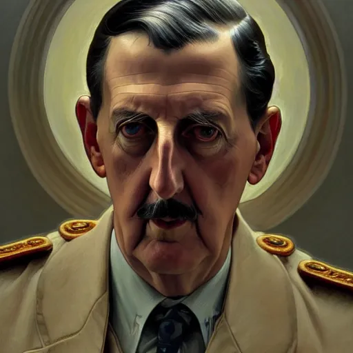 Prompt: symmetry!! intense portrait of charles de gaulle, intricate, elegant, highly detailed, my rendition, digital painting, artstation, concept art, smooth, sharp focus, illustration, art by artgerm and greg rutkowski and alphonse mucha