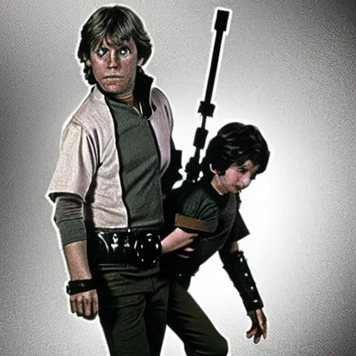 Prompt: luke skywalker carrying gremlin