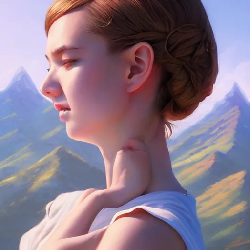 Image similar to a beautiful scenic painting by artgerm and wlop and wes anderson and spike jonze