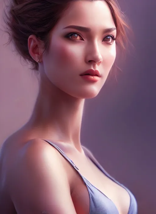 Image similar to photo of a gorgeous young woman in the style of stefan kostic, realistic, sharp focus, 8k high definition, insanely detailed, intricate, elegant, art by stanley lau and artgerm