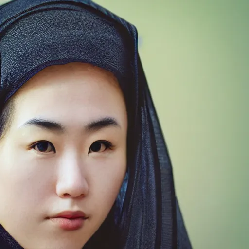 Image similar to closeup portrait of Naganohara Yoimiya Converts to Islam, depth of field, zeiss lens, detailed, symmetrical, centered, fashion photoshoot, by Annie Leibovitz and Steve McCurry, David Lazar, Jimmy Nelsson, Breathtaking, 8k resolution, extremely detailed, beautiful, establishing shot, artistic, hyperrealistic, beautiful face, octane render