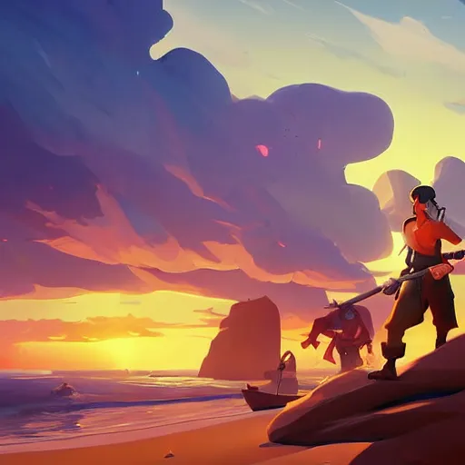 Image similar to painting treasure on sea of thieves game smooth median photoshop filter cutout vector, behance hd by jesper ejsing, by rhads, makoto shinkai and lois van baarle, ilya kuvshinov, rossdraws global illumination