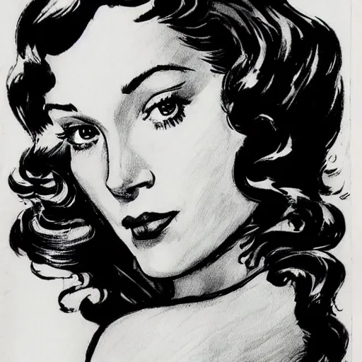 Prompt: christina hendricks as drawn by frank frazetta, black and white, inked