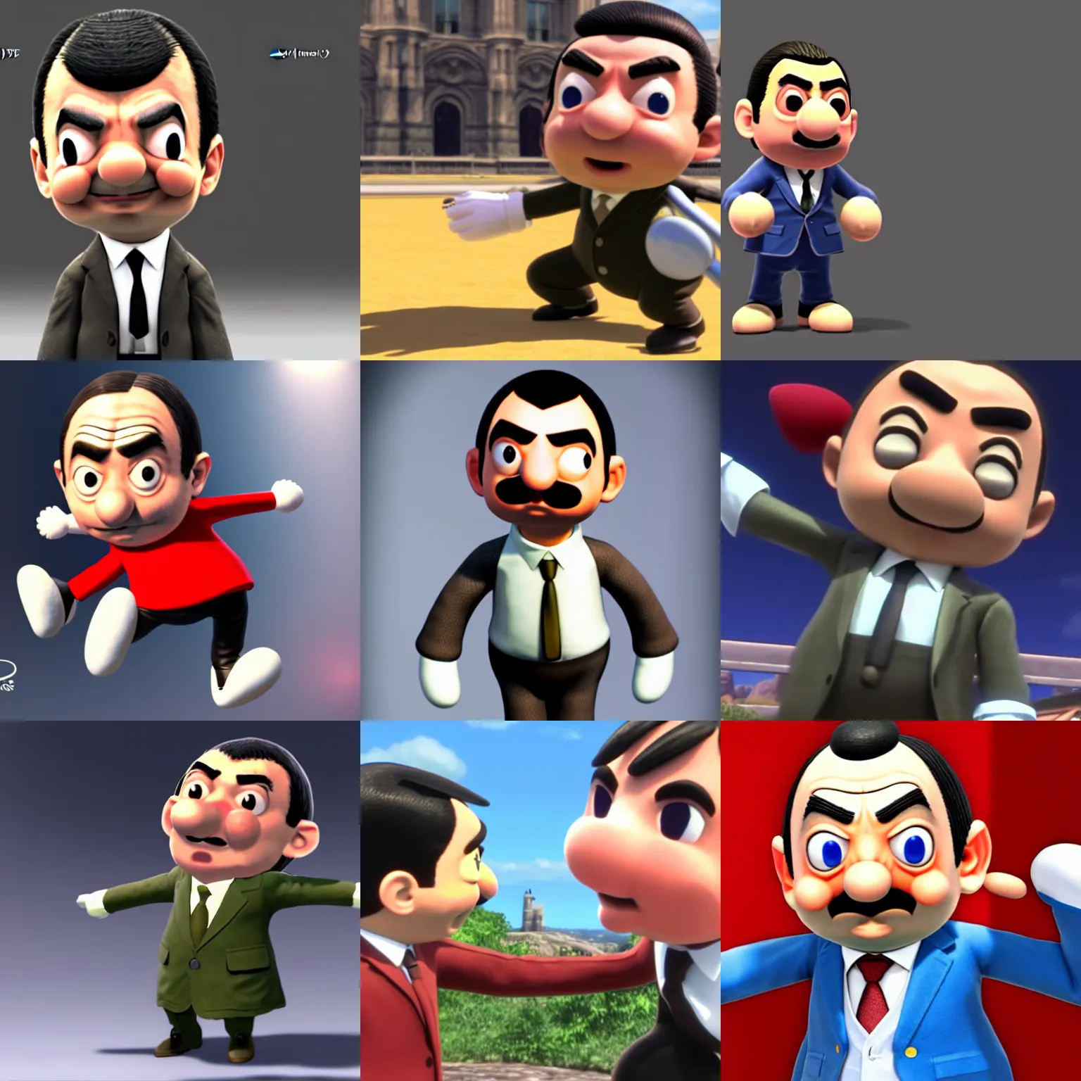 Prompt: mr. bean in super smash bros ultimate, highly detailed, extremely high quality, hd, 4 k, 8 k, canon 3 0 0 mm, professional photographer, 4 0 mp, lifelike, top - rated, award winning, realistic, detailed lighting, detailed shadows, sharp, no blur, edited, corrected, trending