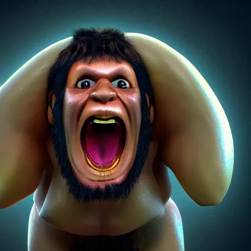 Prompt: a 3 / 4 portrait of a crazy eyed hercules yelling, by antonio mello, 3 d nft, cgsociety, rendered in maya