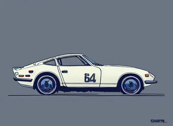 Image similar to highly detailed datsun 2 4 0 z, retro minimalist art by jean giraud, moebius starwatcher comic, sharp, 8 k