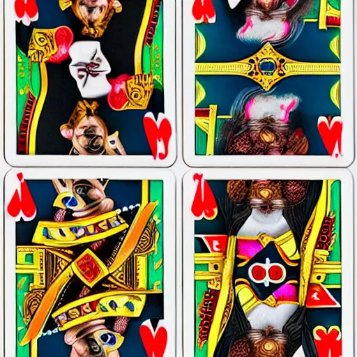 Image similar to a set of illuminati playing cards in the style of Salvador Dali, hyper-realistic, highly detailed, depth of field, High definition, 8k, octane render, artstation