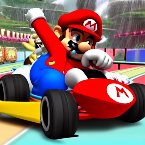 Prompt: Kanye West in Mario Kart