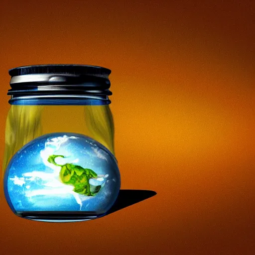 Prompt: earth in a bottled jar, concept art, digital painting, 8 k wallpaper, artstation