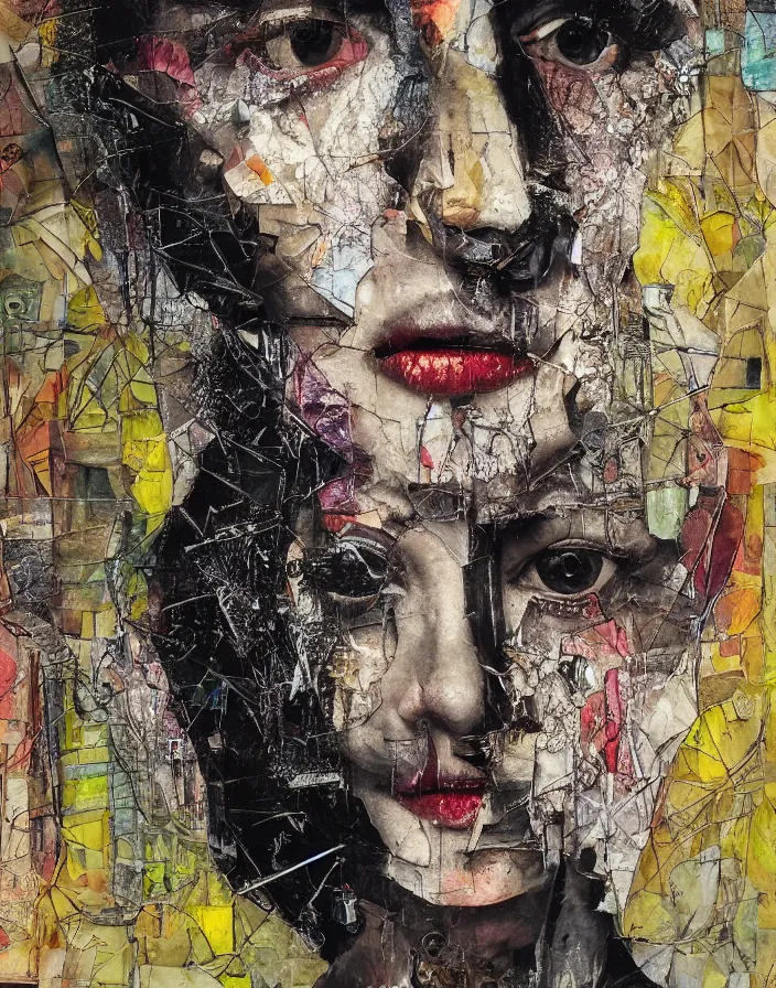 Prompt: what if we will never meet again detailed analogue mixed media collage with canvas texture in style of contemporary art, punk art, hyperrealistic beautiful face, photorealistic, expressionism, masterpiece, perfect composition, spectacular quality, intricate oil details, vivid broken glass