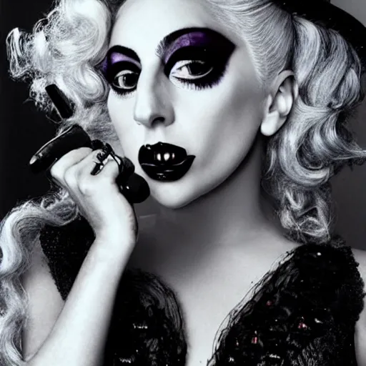 Image similar to lady gaga by tim burton