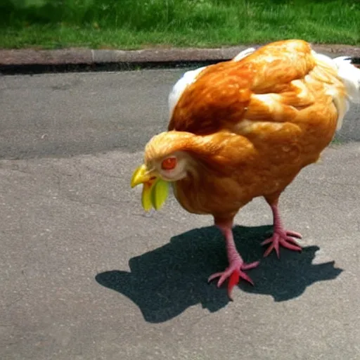 Image similar to chicken wearing a maid dress