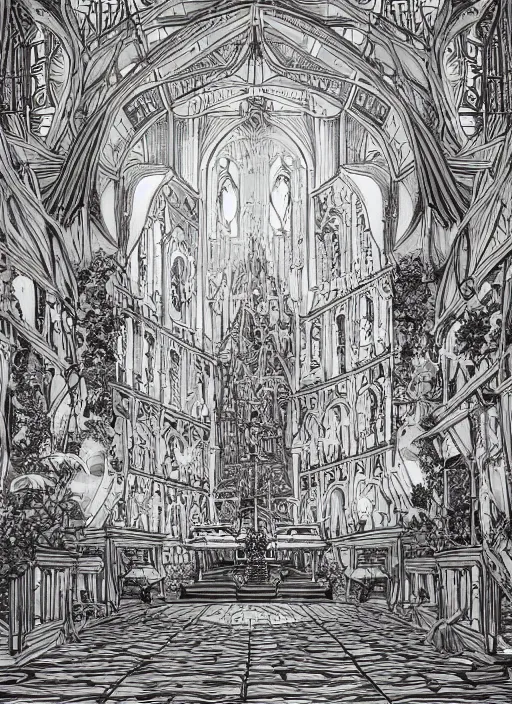 Image similar to the church of anime, an ultrafine detailed 3 d render by james jean, intricate linework, bright colors, final fantasy, behance contest winner, vanitas, angular, altermodern, unreal engine 5 highly rendered, global illumination, radiant light, detailed and intricate environment