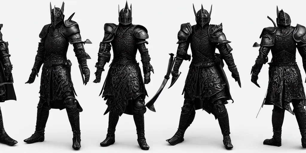 Image similar to a black knight, highly detailed, detailed, fine texture, 3 d render, unreal engine, 3 d character