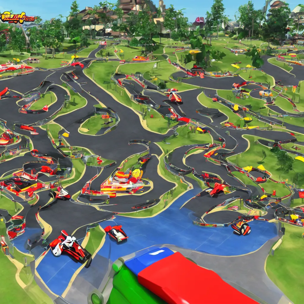 Image similar to kart racing game by nintendo crazy racetrack