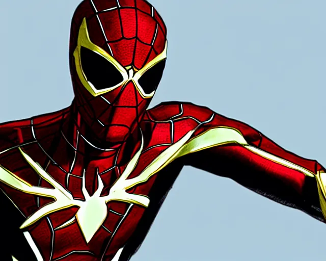 Image similar to photorealistic sketch of the mcu iron spider