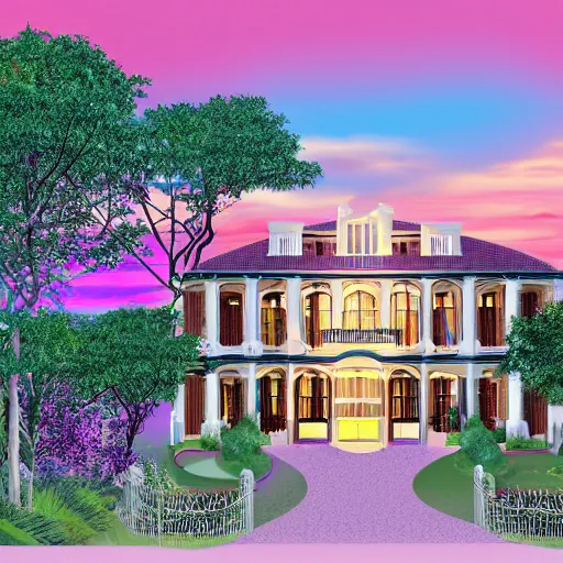 Image similar to mansion slim trees spring light sunset vectors designed by jackson & leroy