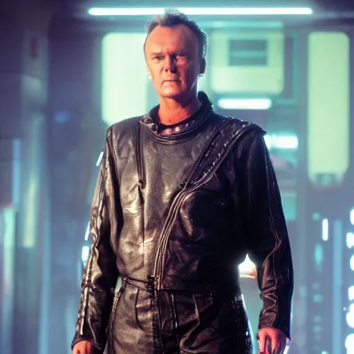 Image similar to Anthony Head as Cyberpunk Uther