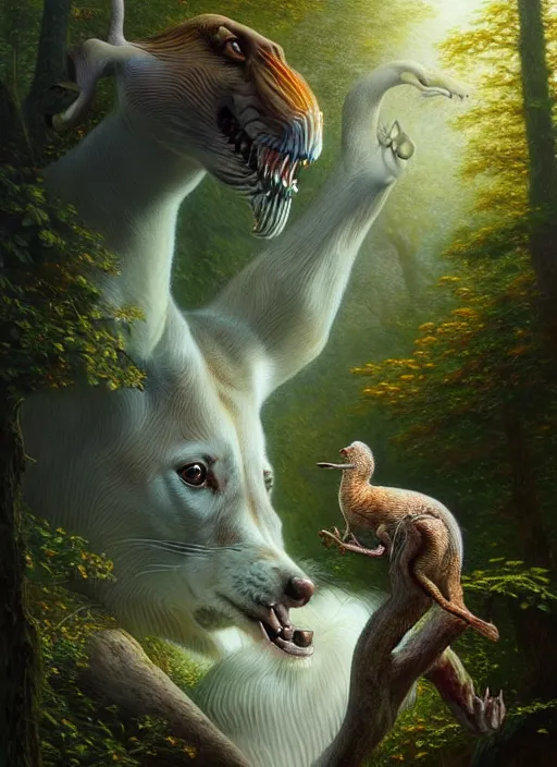 Image similar to a hyper-detailed 3d render like a Oil painting of Nature witnessing itself through all animals, surrealism!!!!! surreal concept art, beautiful!!!!, lifelike, photorealistic, digital painting, aesthetic, smooth, sharp focus, Artstation HD, by Greg Rutkowski, Chris Tulloch McCabe, Valentina Remenar and Asher Duran,