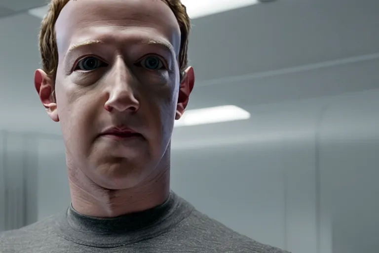 Image similar to film still of Mark Zuckerberg as Vision in Avengers Endgame, 4k