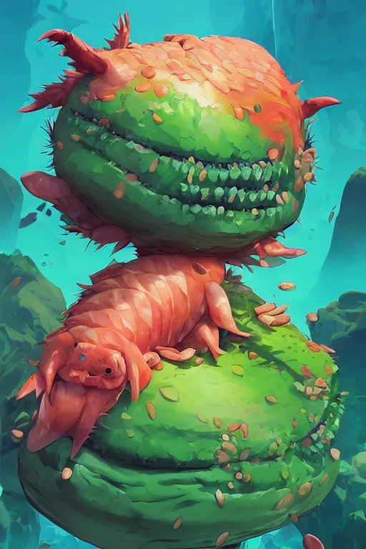 Image similar to 3 d render creature animal sushi cristal very big eye roots cactus elemental flush of force nature micro world fluo fishscale, comics gta 5 cover, official fanart behance hd artstation by jesper ejsing, by rhads, makoto shinkai and lois van baarle, ilya kuvshinov, ossdraws