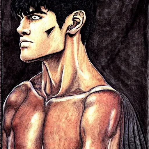 Prompt: portrait of guts from the anime berserk, classical painting