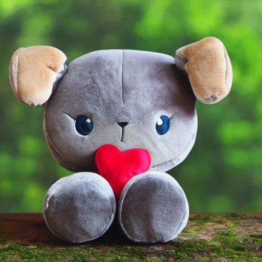 Image similar to a happy dear plush doll with forest background