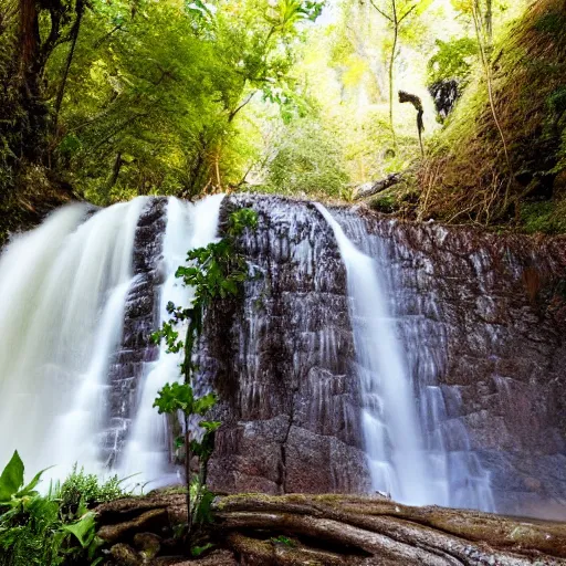 Prompt: waterfall next to a gigantic cabbage