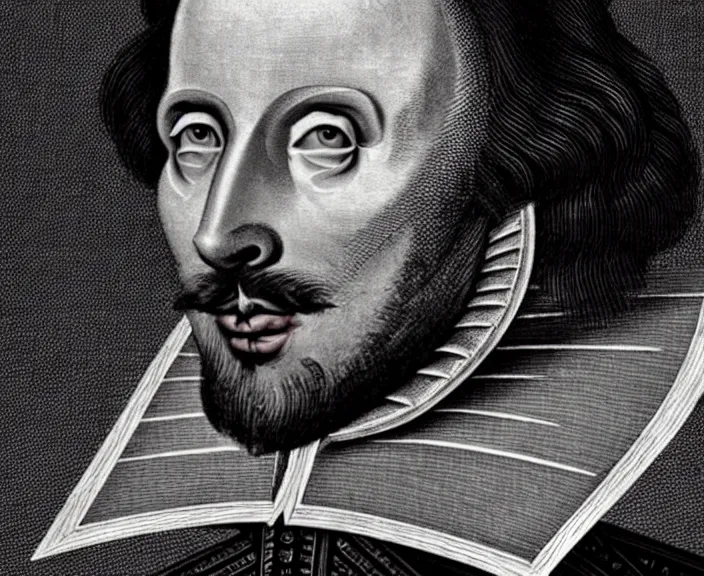 Prompt: 4 k hd, high detail photograph of william shakespeare, shot with sigma f / 4. 2, 2 5 0 mm sharp lens, wide shot, consistent, isometric view, volumetric lighting, high level texture render