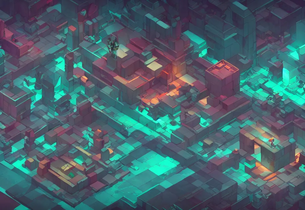 Image similar to isometric hades art cinematic lighting, 4 k