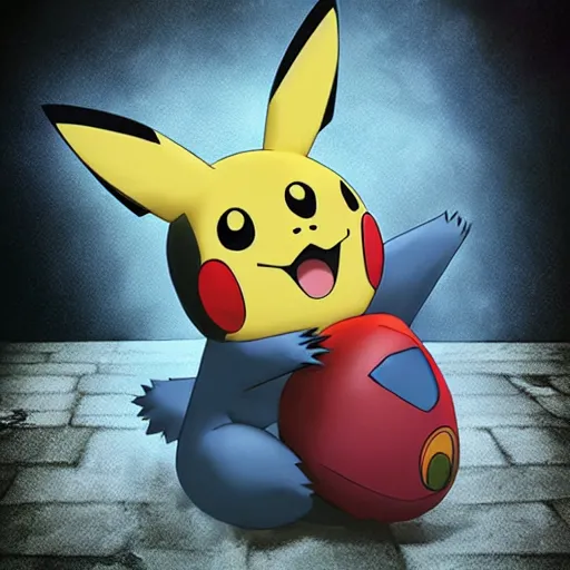 Image similar to pokemon posses childrens toy, scary, digital art, hyper realistic, dark shadows