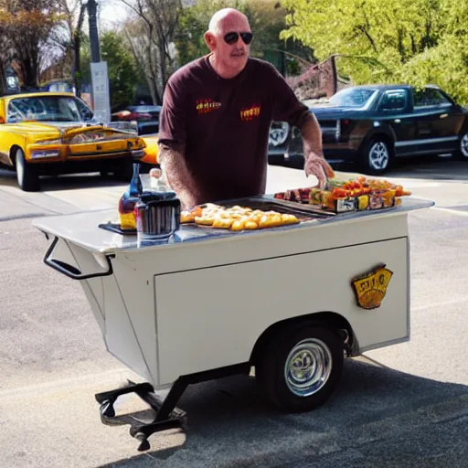 Prompt: mike ehrmantraut hot dog cart