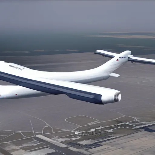 Image similar to the successor to the an - 2 2 5, the an - 3 0 0, the biggest plane ever created, standing on an airport, concept, hyper realistic, ue 5, octane render, realistic lighting