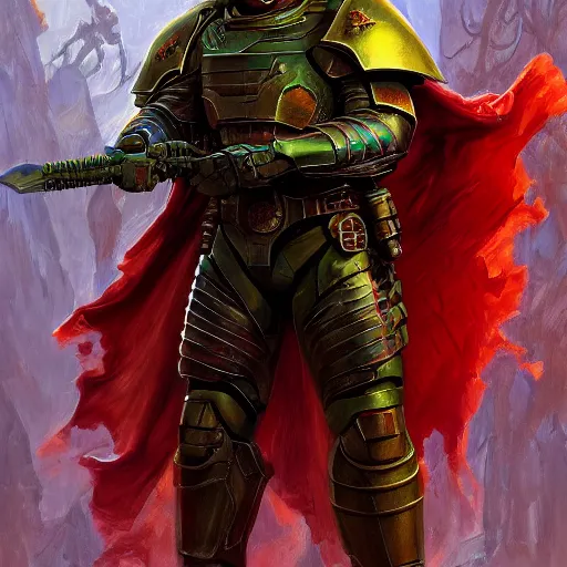 Prompt: Doomguy as a fantasy D&D knight, portrait art by Donato Giancola and James Gurney, digital art, trending on artstation