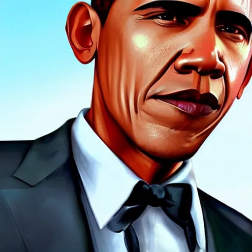 Image similar to Obama as a grand theft auto 5 character