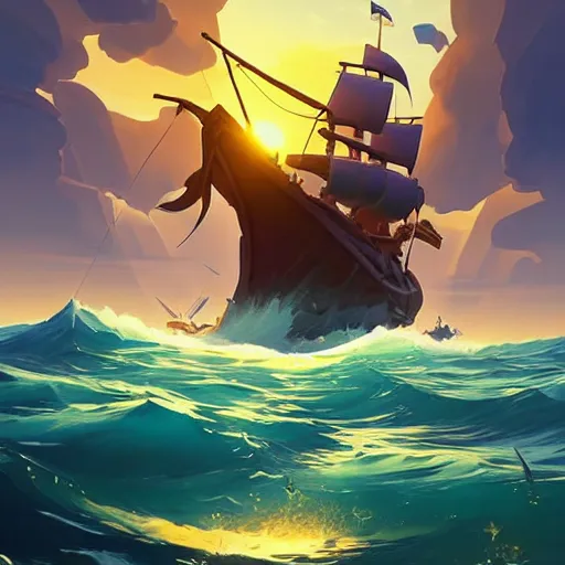 Image similar to painting treasure on sea of thieves game smooth median photoshop filter cutout vector, behance hd by jesper ejsing, by rhads, makoto shinkai and lois van baarle, ilya kuvshinov, rossdraws global illumination