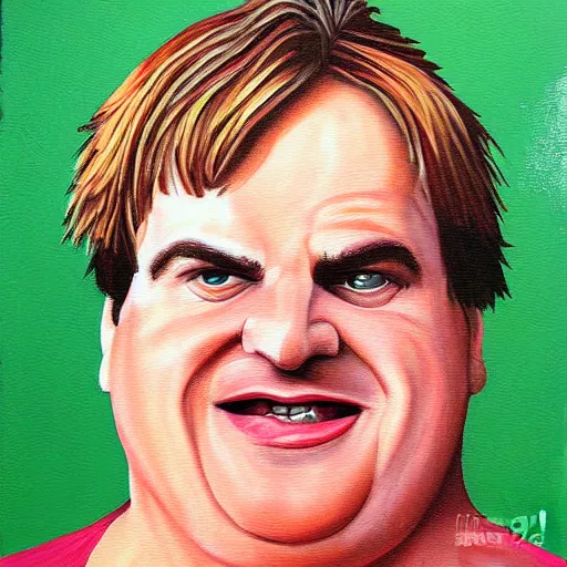 Prompt: Chris Farley painting by Thomas-Montacellinio