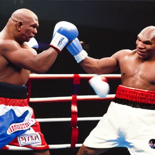 Image similar to Mike Tyson in the boxing ring with Obama