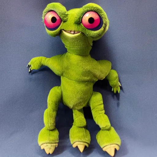 Image similar to the creature from the movie critters as a plush doll