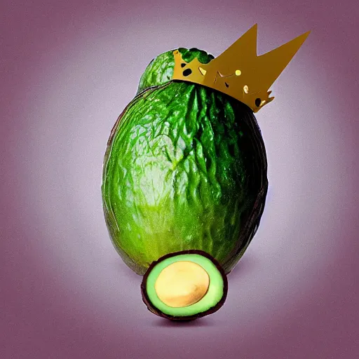 Prompt: A king wearing a crown made of avocados