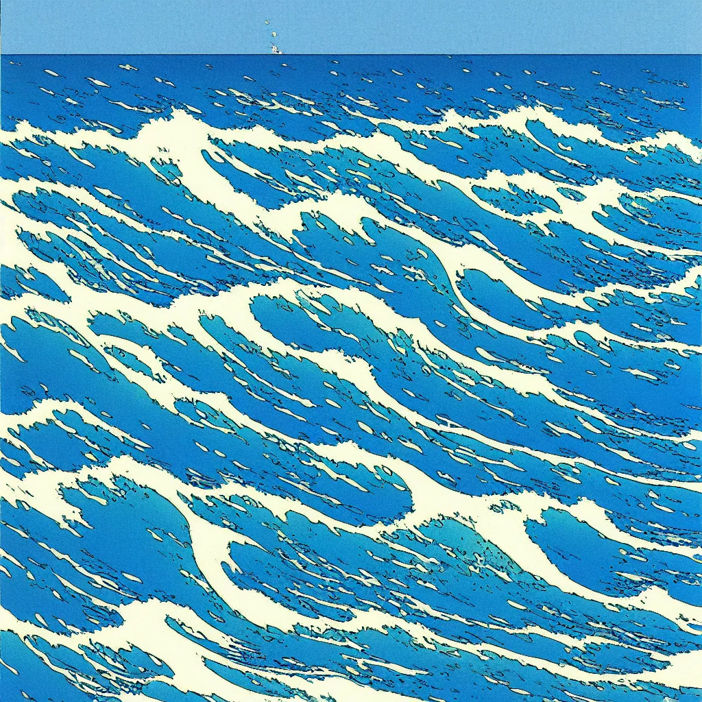 Prompt: ocean swells by moebius