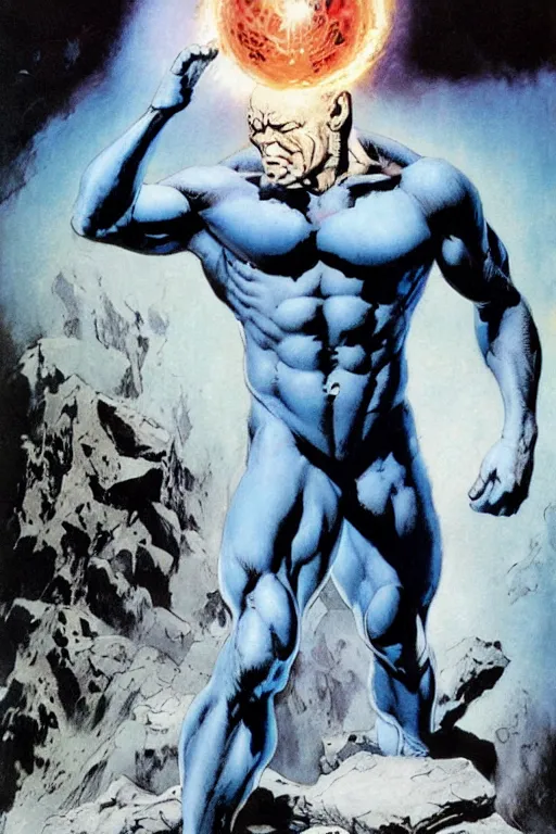 Image similar to Dr. Manhattan by Frank Frazetta