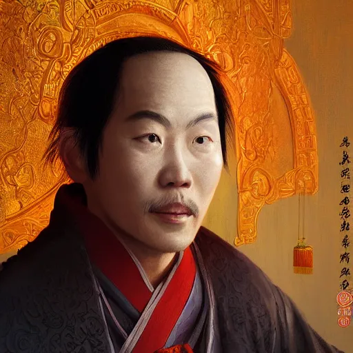 Prompt: portrait painting of a chinese taoist priest about 3 0 years old, like zunlong by wenjun lin, irakli nadar, bright colors, octopath traveler, wenjun lin, unreal engine 5 highly rendered, global illumination, radiant light, detailed and intricate environment