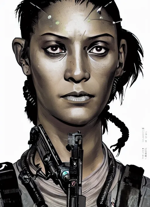 Prompt: cyberpunk blackops spy. night vision. selina igwe. portrait by ashley wood and alphonse mucha and laurie greasley and josan gonzalez and james gurney. spliner cell, apex legends, rb 6 s, hl 2, d & d, cyberpunk 2 0 7 7. realistic face. dystopian setting.