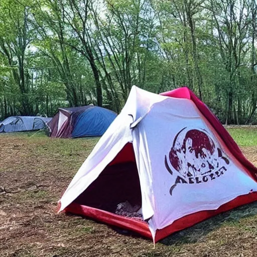 Image similar to An asteroid zombie apocalypse tent war